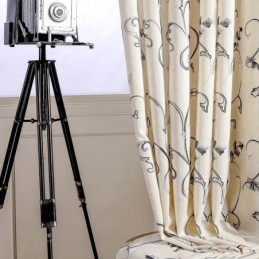 Amerikaanse Eenvoudige Gordijn Op Maat Gemaakt Gordijn Inkt Rollende Blad Borduurwerk Katoenen Linnen Stof