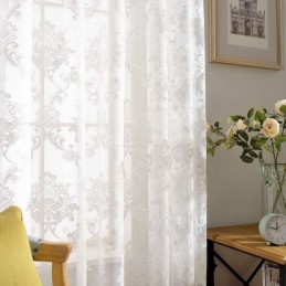 Eenvoudig Klassiek Transparant Gordijn Op Maat Gemaakt Europees Bloemenjacquard Woonkamer Slaapkamerstof