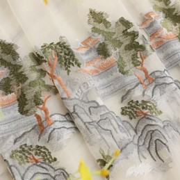 Luxe Transparante Gordijnen Op Maat Gemaakt Met Geborduurde Bergtule Voor Woonkamer/Slaapkamer