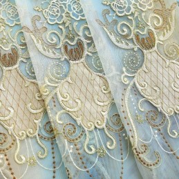 Tule Gordijn Op Maat Gemaakt, Geborduurd Met Voile Voor De Woonkamer