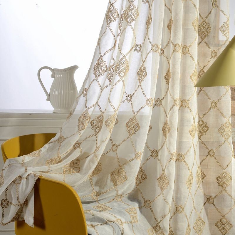 Nordic Sheer Gordijnen Met Ruitpatroon Voor Woonkamer Slaapkamer