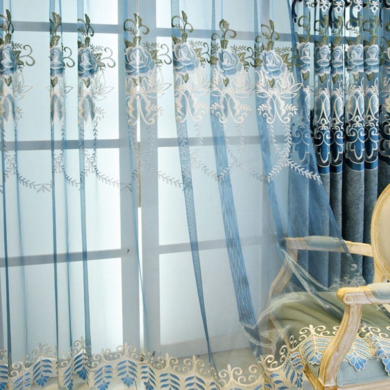 Modern Bloemengordijn Op Maat Gemaakt, Tule Raamgordijn Voor Woonkamer/Slaapkamer