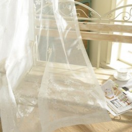 Geborduurd Raamschermgordijn Op Maat Gemaakt Gordijn Met Bloemenmotief In Wit Tule Voor Woonkamer/Slaapkamer