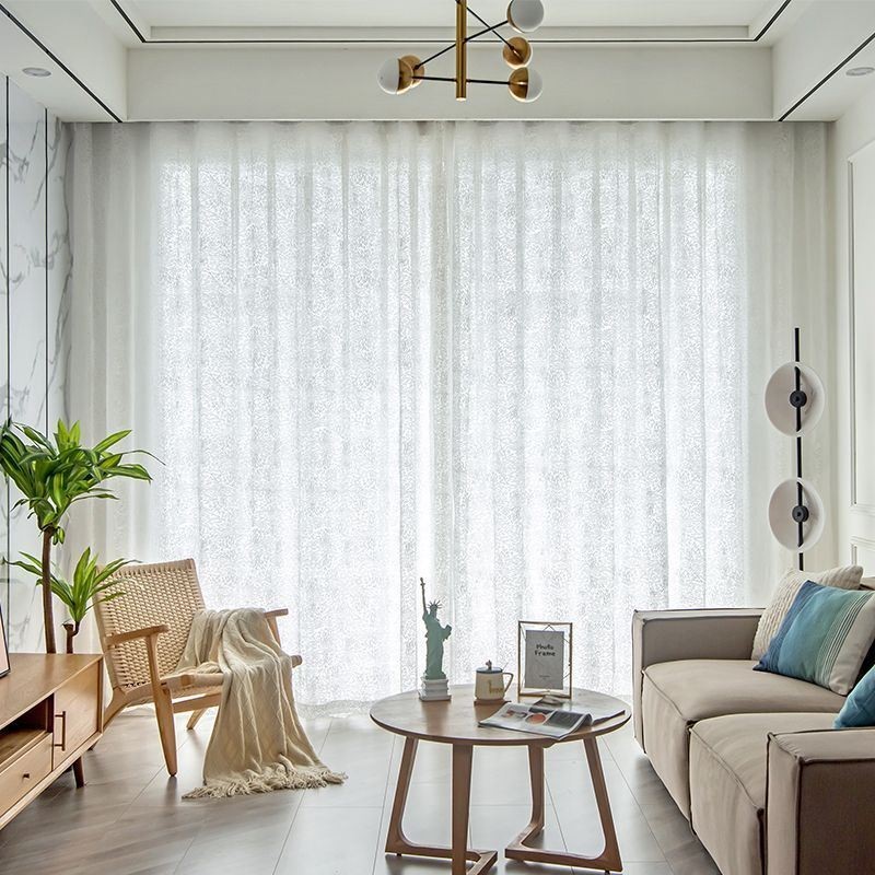 Nordic Tule Sheer Gordijnen Elegante Witte Voile Gordijnen Op Maat Gemaakt Gordijn Jaloezieën Paneel Voor Woonkamer Een
