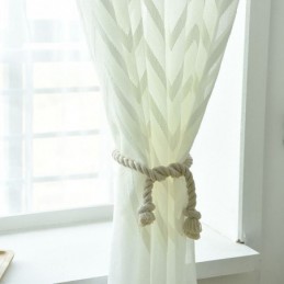 Modern Geborduurd Gordijn Op Maat Gemaakt Gordijn Geometrisch Golfpatroon Raamscherm Voor Balkon