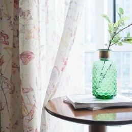 Moderne Landelijke Transparante Gordijnen Op Maat Gemaakt Met Vlinderprint Voor De Slaapkamer