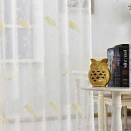 Geborduurd Tule Gordijn Op Maat Gemaakt Gordijn Met Vogelmotief Voor Woonkamer/Slaapkamer