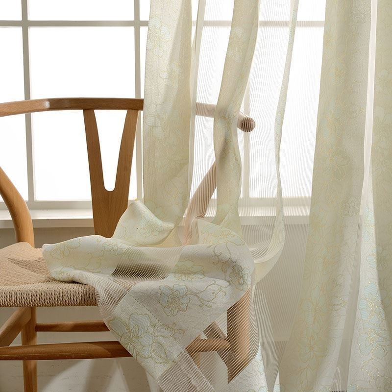 Eenvoudig Landelijk Transparant Gordijn Op Maat Gemaakt Gordijn Peachblossom Jacquard Slaapkamer Woonkamer Stof