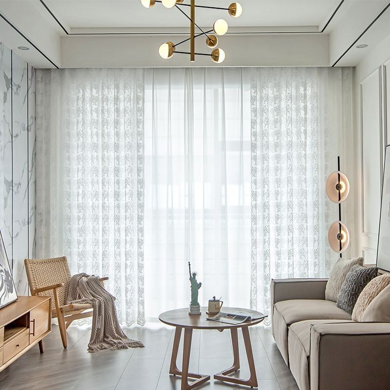 Bloemen Tule Transparante Gordijnen Elegante Witte Voile Gordijnen Op Maat Gemaakt Gordijn Jaloezieën Paneel Voor Woonkamer Een