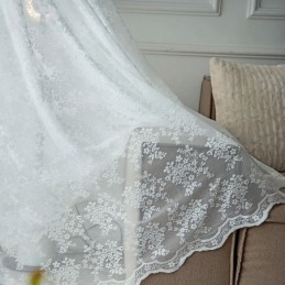 Bloemen Tule Transparante Gordijnen Elegante Witte Voile Gordijnen Op Maat Gemaakt Gordijn Jaloezieën Paneel Voor Woonkamer Een