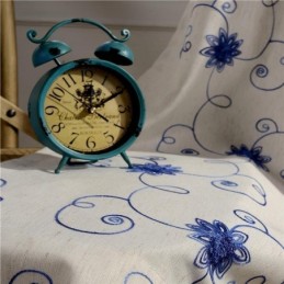 Amerikaans Eenvoudig Gordijn Op Maat Gemaakt Gordijn Blauw Borduurwerk Geïsoleerd Zacht Katoen Linnen Stof