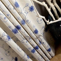 Amerikaans Eenvoudig Gordijn Op Maat Gemaakt Gordijn Blauw Borduurwerk Geïsoleerd Zacht Katoen Linnen Stof