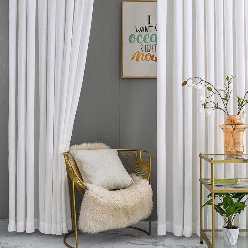 Witte Tule Gordijnen Slaapkamer Transparante Voile Gordijnen Effen Kleur