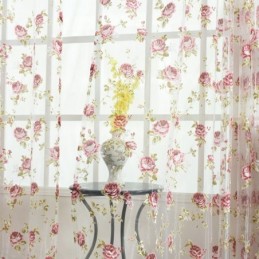 Moderne Bloemen Tule Gordijnen Pastorale Voile Voor Woonkamer Slaapkamer