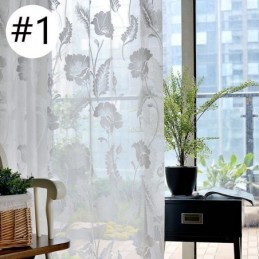 Witte Doorschijnende Voile Gordijnen, Decoratieve Wijnranken, Borduurwerk, Raamgordijnen Voor De Slaapkamer