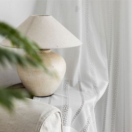 Klassiek Geometrisch Raamscherm, Wit Borduurwerk Van Organza Voor De Woonkamer, Op Maat Gemaakt Gordijn