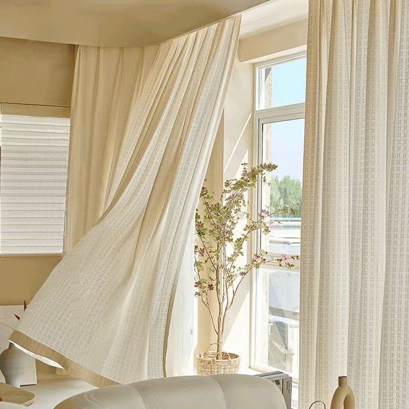 Geruite Jacquard Tule Gordijnen Raamscherm Voor De Woonkamer