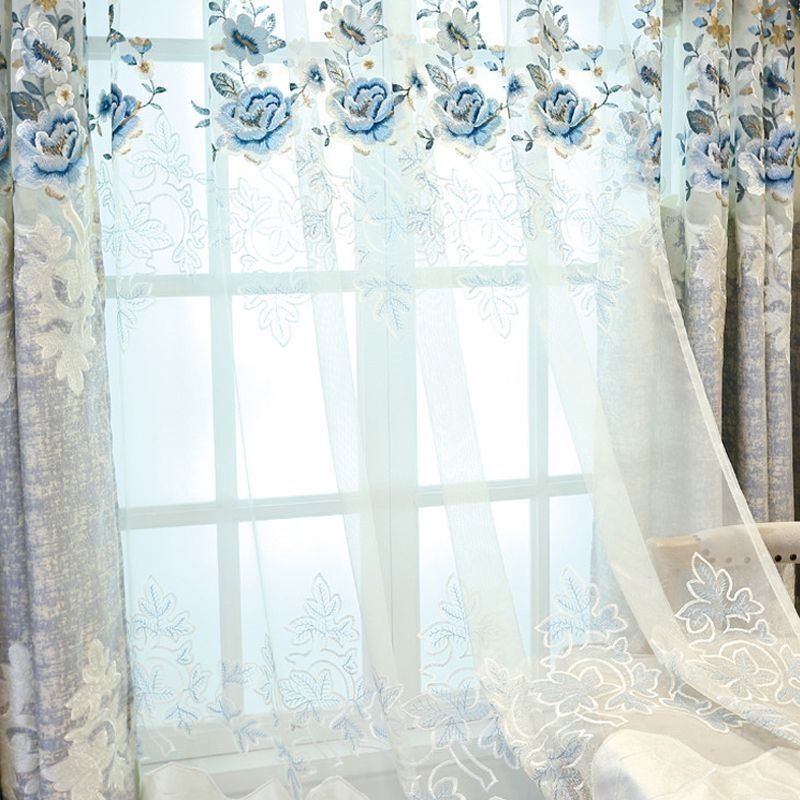 Luxe Tule Gordijn Op Maat Gemaakt Gordijn Bloemen Geborduurd Voile Voor Woonkamer