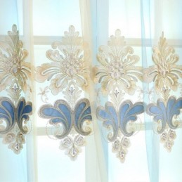 Europese Geborduurde Gordijnen, Raamscherm Van Tule Voor Woonkamer, Slaapkamer, Villa