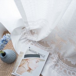 Modern Bloemengordijn Op Maat Gemaakt, Tule Raamgordijn Voor Woonkamer/Slaapkamer