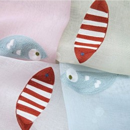 Decoratief Raamscherm Met Geborduurde Vis, Op Maat Gemaakt Gordijn Voor De Woonkamer