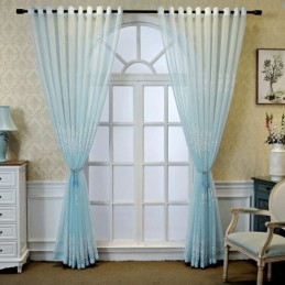 Decoratief Raamscherm Met Plantenprint En Borduurwerk, Op Maat Gemaakt Gordijn Voor De Woonkamer