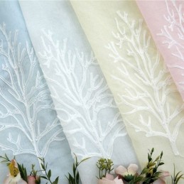 Decoratief Raamscherm Met Plantenprint En Borduurwerk, Op Maat Gemaakt Gordijn Voor De Woonkamer