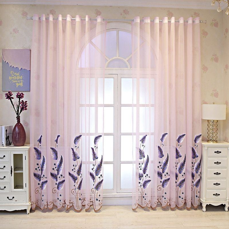 Decoratief Raamscherm Met Geborduurd Blad, Op Maat Gemaakt Gordijn Voor De Woonkamer