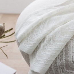 Modern Geometrisch Golvenpatroon Raamscherm Balkon Geborduurd Wit Gordijn Op Maat Gemaakt Gordijn