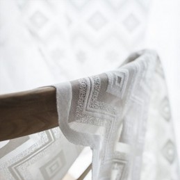 Witte Transparante Gordijnen Met Diamantmotief Voor Woonkamer/Slaapkamer