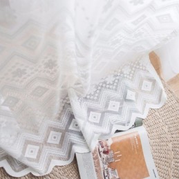Witte Transparante Gordijnen Met Diamantmotief Voor Woonkamer/Slaapkamer