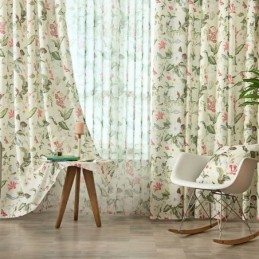 Gordijn Van Katoenlinnen Op Maat Gemaakt Gordijn In Amerikaanse Stijl Met Plantenprint