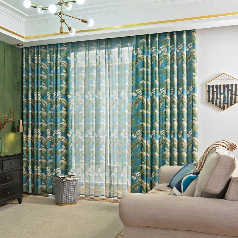 Katoenen Linnen Gordijnen Amerikaanse Stijl Bananenblad Bedrukt