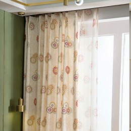 Gordijn Van Katoenlinnen Op Maat Gemaakt Gordijn In Amerikaanse Stijl Met Bloemenprint, Semi-Verduisterend