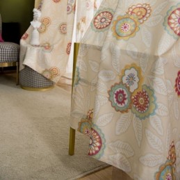 Gordijn Van Katoenlinnen Op Maat Gemaakt Gordijn In Amerikaanse Stijl Met Bloemenprint, Semi-Verduisterend