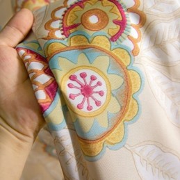 Gordijn Van Katoenlinnen Op Maat Gemaakt Gordijn In Amerikaanse Stijl Met Bloemenprint, Semi-Verduisterend