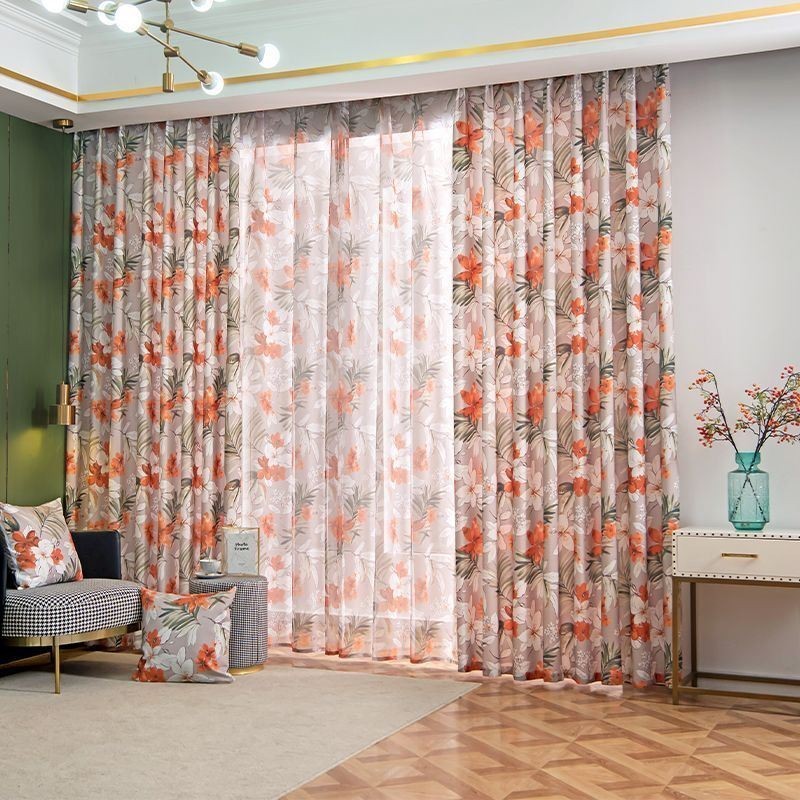 Gordijn Van Katoenlinnen Op Maat Gemaakt Gordijn In Amerikaanse Stijl Met Bloemenprint