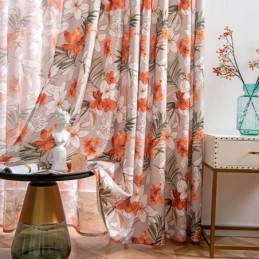 Gordijn Van Katoenlinnen Op Maat Gemaakt Gordijn In Amerikaanse Stijl Met Bloemenprint