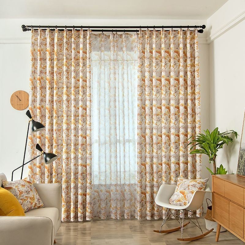 Semi-Verduisteringsgordijn Op Maat Gemaakt Gordijn Amerikaanse Stijl Plantenprint