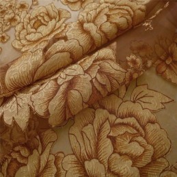 Retro Doorschijnend Gordijn Op Maat Gemaakt Gordijn Jacquard Woonkamer Bruin