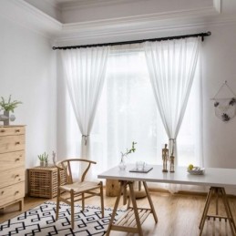 Witte Chiffon Transparante Gordijnstof Op Maat Gemaakt, Moderne Ademende Stof Voor Woonkamer, Slaapkamer En Kinderkamer