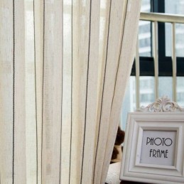 Nordic Simple Sheer Gordijn Op Maat Gemaakt Gordijn Strepen Jacquard Milieu Beschermend Linnen Gemengde Stof