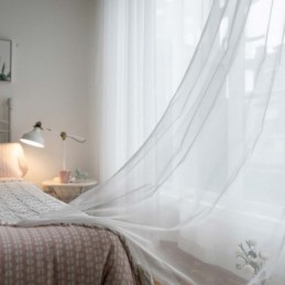 Witte Ademende Transparante Gordijnen Op Maat Gemaakt, Moderne, Eenvoudige Woonkamer, Slaapkamer, Studeerkamerstof