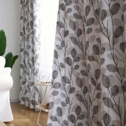 Eenvoudig Blad Bedrukt Gordijn Op Maat Gemaakt Gordijn Scandinavische Stijl Grijs Woonkamer Slaapkamer Studeerkamer Stof