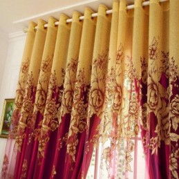 Luxe Transparante Gordijnen Op Maat Gemaakt Jacquard Gele Pioenroos Woonkamer Slaapkamer Raamdecoratie