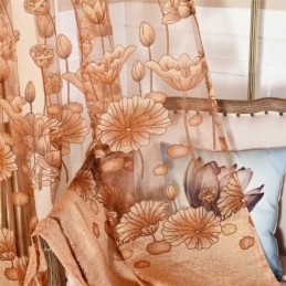 Modern Minimalistisch Voile Gordijn Op Maat Gemaakt Gordijn Bruin Jacquard Woonkamer Raam Transparant