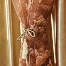 Modern Minimalistisch Voile Gordijn Op Maat Gemaakt Gordijn Bruin Jacquard Woonkamer Raam Transparant