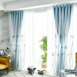 Amerikaans Gordijn Op Maat Gemaakt Gordijn Lotusblad Borduurwerk Verduisterend