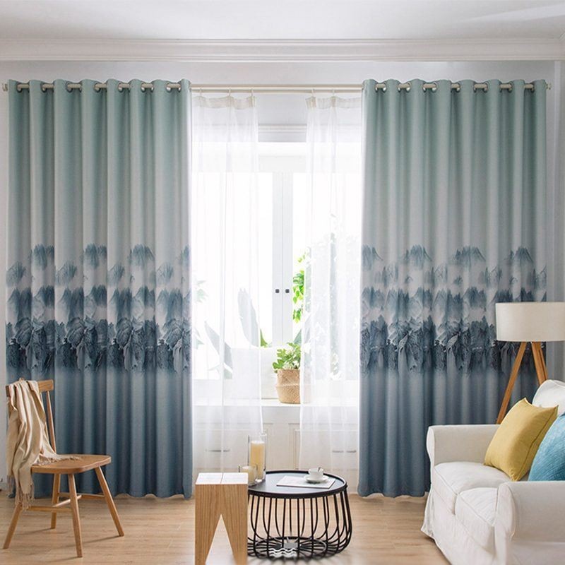 Gordijnen Met Hoge Precisie, Moderne, Eenvoudige Inkt, Landschapsafdrukken