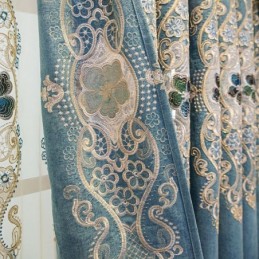 Semi-Verduisterende Gordijnen Met Europees Bloemenborduurwerk En Chenille Voor Woonkamer En Slaapkamer